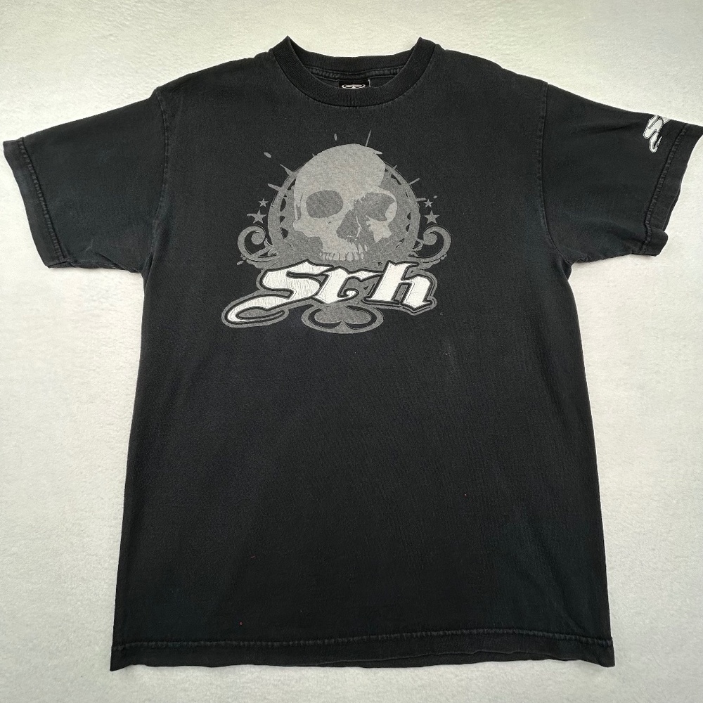 SRH VINTAGE  Y2K Motocross Biker Tattoo Streetwear graphic T-shirt Black Medium